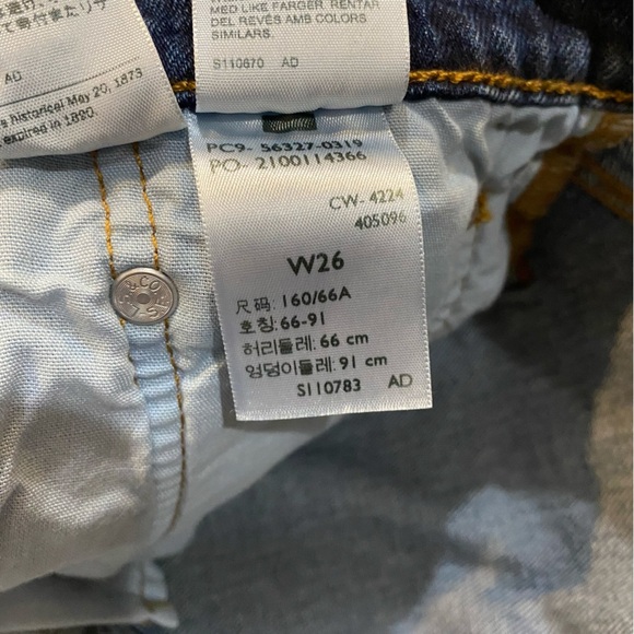 Levi’s 501 NEW denim cutoff shorts size 26, dark wash distressed grunge look - Picture 7 of 7